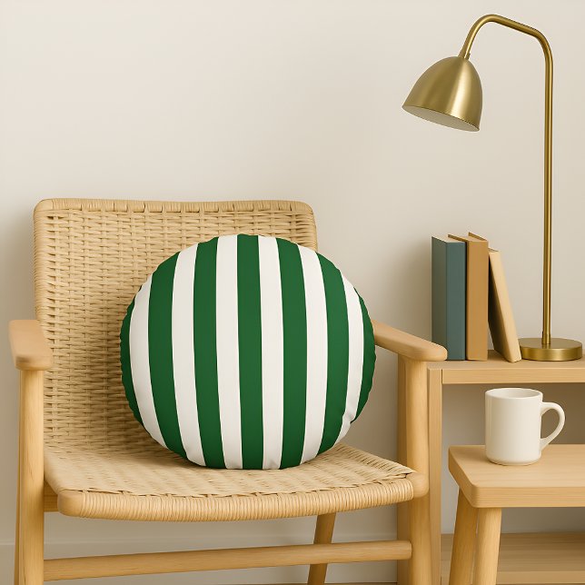 Timeless Stripes Green Round Cushion (Creator Uploaded)
