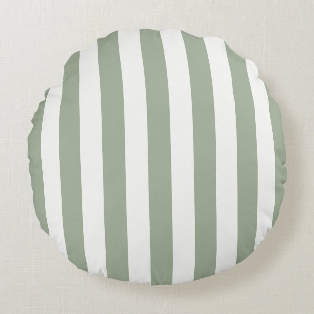 Timeless Stripes Sage Green Round Cushion (Front)