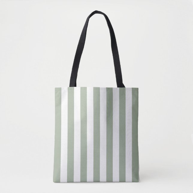Timeless Stripes Sage Green Tote Bag (Front)