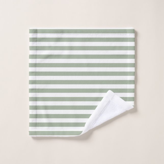 Timeless Stripes Sage Green Wash Cloth (Wash Cloth)
