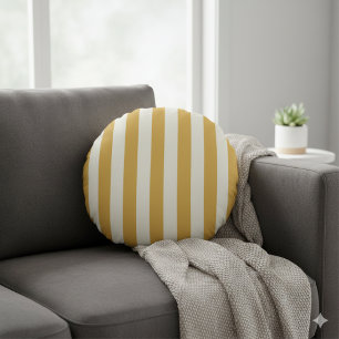 Timeless Stripes Yellow Mustard Round Cushion