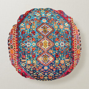 Timeless Tapestry: Colorful Moroccan Heritage Round Cushion