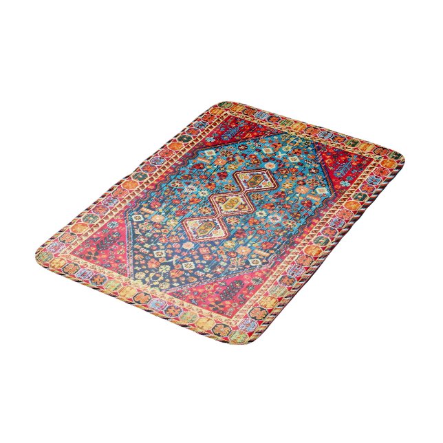 Timeless Tapestry: Colourful Moroccan Heritage Bath Mat (Angled)