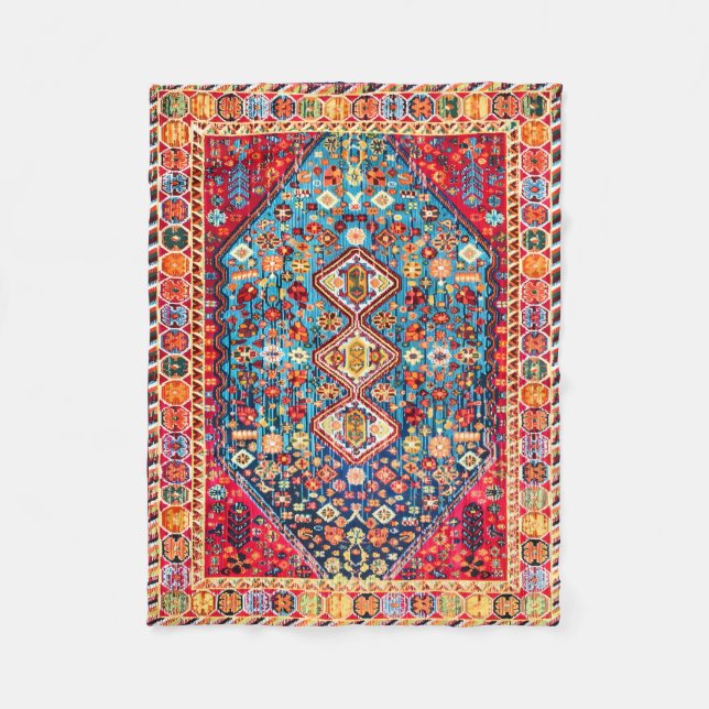 Timeless Tapestry: Colourful Moroccan Heritage Fleece Blanket (Front)