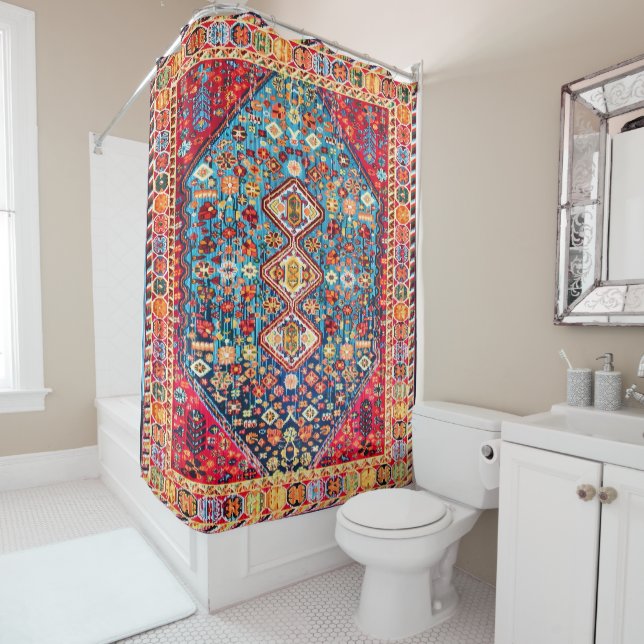 Timeless Tapestry: Colourful Moroccan Heritage  Shower Curtain (In Situ)