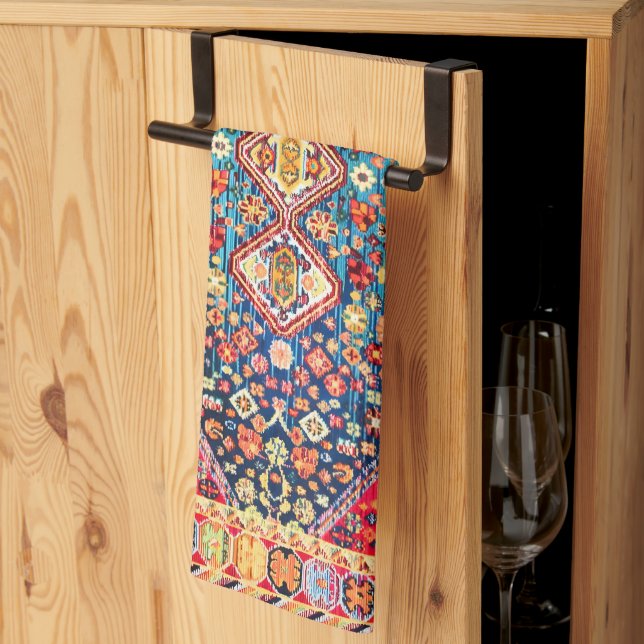 Timeless Tapestry: Colourful Moroccan Heritage Tea Towel (Thirds Fold)