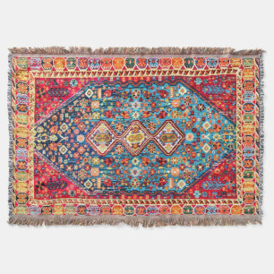 Timeless Tapestry: Colourful Moroccan Heritage  Throw Blanket