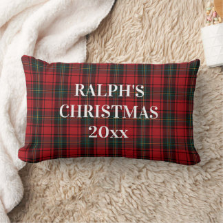 Timeless Tartan Plaid Red Black Ralph Christmas Lumbar Cushion
