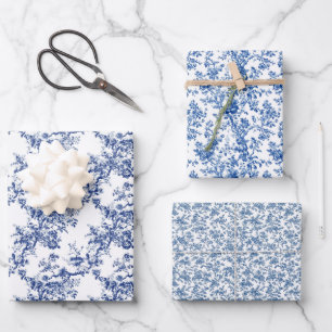 Timeless Toile Blue 3 Wrapping Paper Sheet
