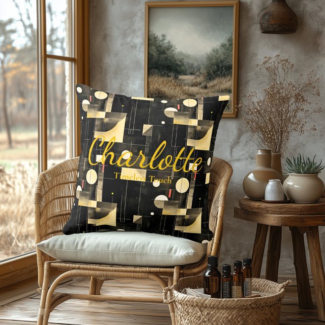 Timeless Touch – Black & Cream Geometric Accent Cushion (Creator Uploaded)