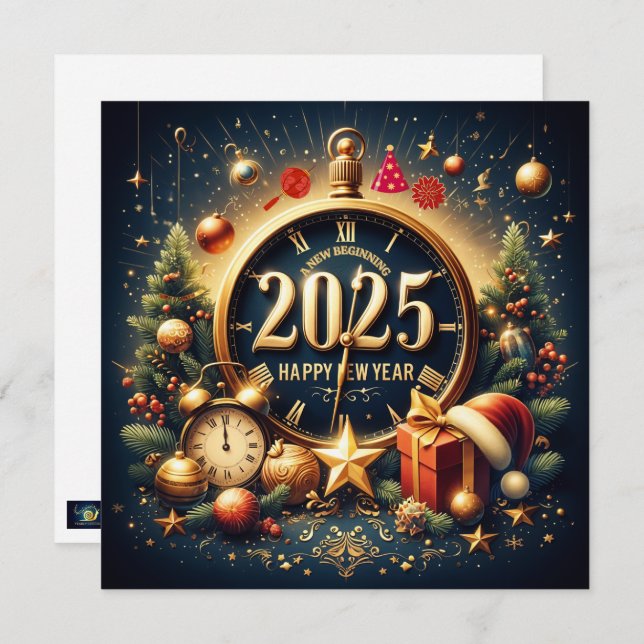 Timeless Treasures: Welcoming 2025 in Golden Splen Holiday Card (Front/Back)