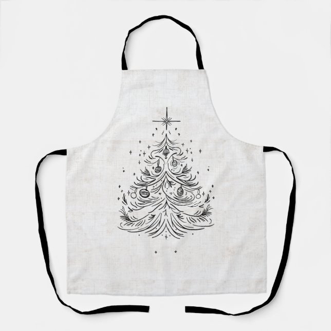 Timeless Tree Holiday Apron | Faux Linen (Front)