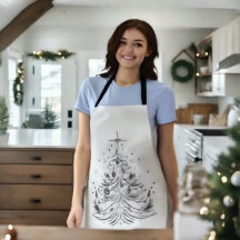 Timeless Tree Holiday Apron | Faux Linen