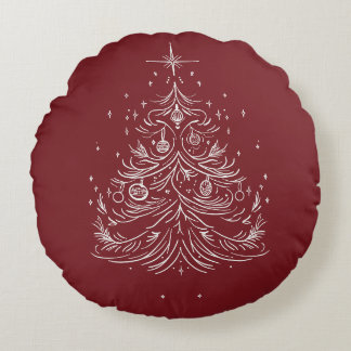 Timeless Tree Round Throw Pillow | Red & Burgundy