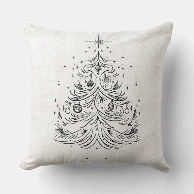 Timeless Tree & Starry Holiday Reversible Pillow (Front)