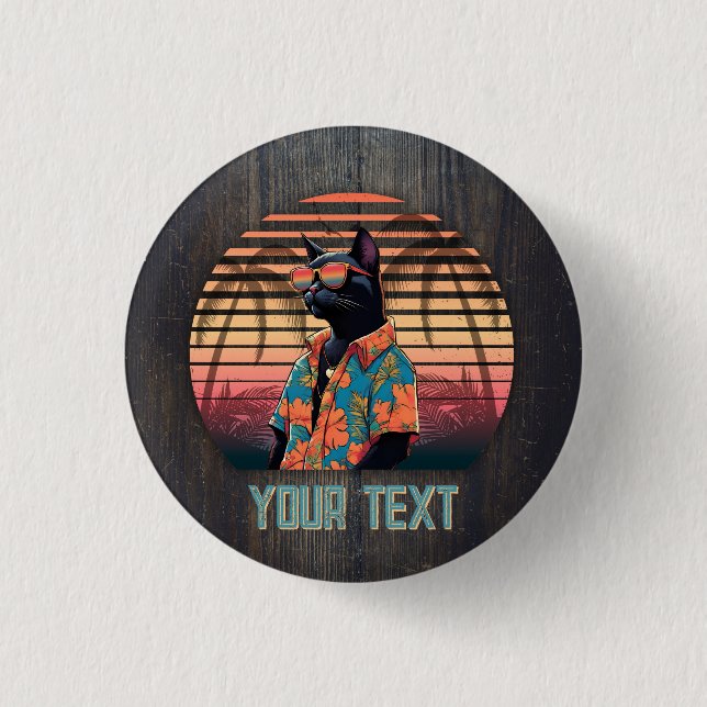 Timeless Tropical Cat Attitude 1 Inch Round Button (Front)