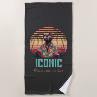 Timeless Tropical Cat Attitude Beach Towel