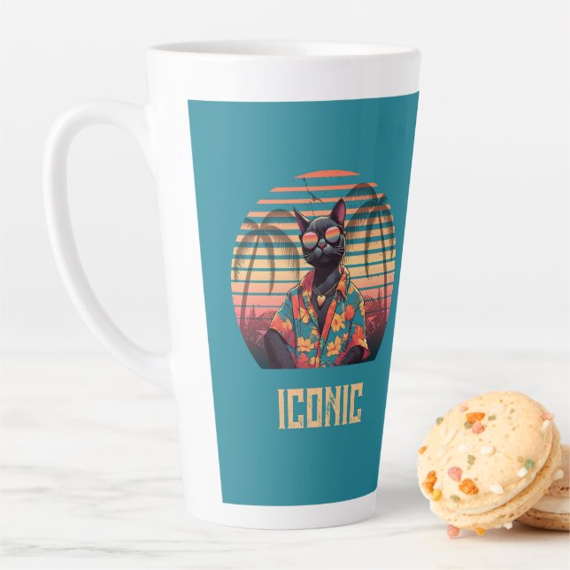 Timeless Tropical Cat Attitude Latte Mug (In Situ)