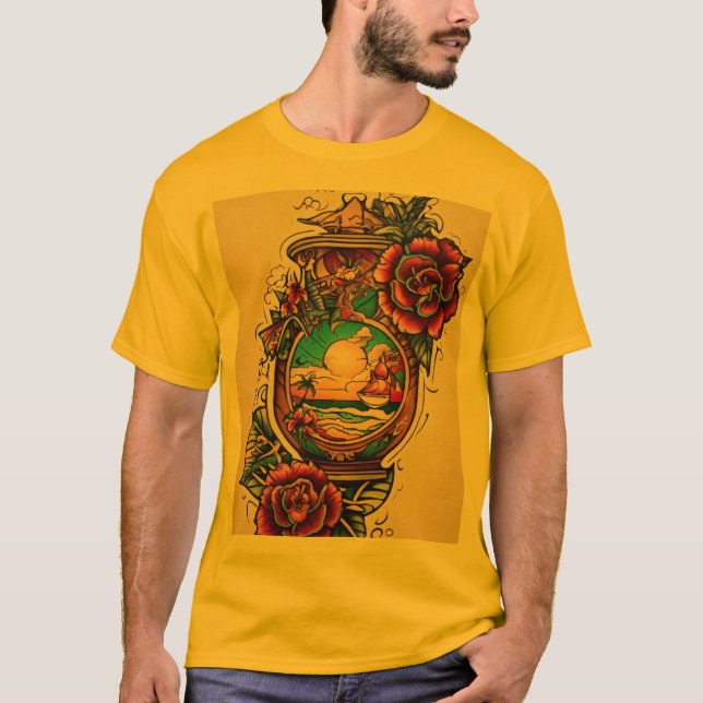 Timeless Tropical Tattoo T-Shirt Designs – Montere (Front)