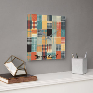Timeless Tweed Square Wall Clock