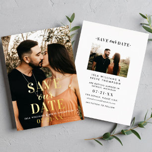 Timeless Type Gold Foil Two Photo Wedding