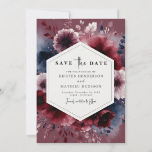 Timeless Typography Burgundy Wedding Save The Date