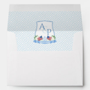 Timeless USA Flag Hydrangea Wedding Monogram  Envelope