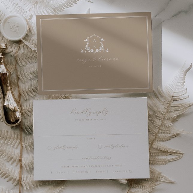 Timeless Vines Beige Crest Meal Choice RSVP Card (Creator Uploaded)