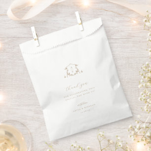 Timeless Vines Beige Crest Wedding Monogram Favour Bag