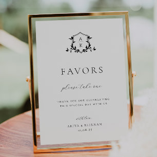 Timeless Vines Black Crest Favour Sign
