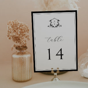 Timeless Vines Black Crest Table Number