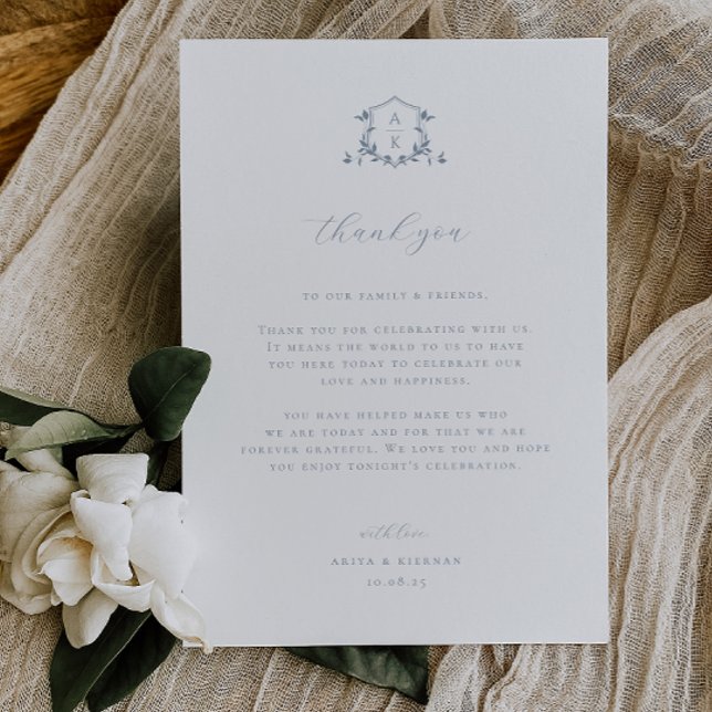 Timeless Vines Crest Reception Thank You Card (Creator Uploaded)