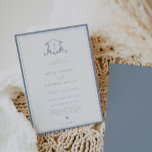 Timeless Vines Dusty Blue Monogram Wedding Crest Invitation<br><div class="desc">Elegant greenery adorned crest,  wedding invitation. Modern and timeless monogram wedding crest in dusty blue with trendy minimalist typography template and coordinating dusty blue frame border.</div>