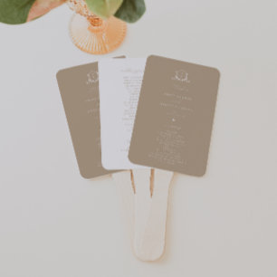 Timeless Vines Monogram Crest Biege Program Hand Fan