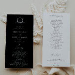 Timeless Vines Monogram Crest Black Program<br><div class="desc">Elegant greenery adorned crest,  wedding program hand fans. Modern and timeless monogram wedding crest with trendy minimalist typography template.</div>