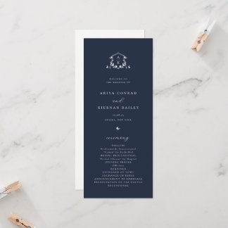 Timeless Vines Monogram Crest Navy Blue Program
