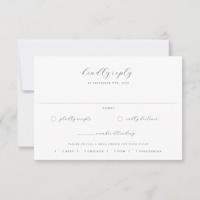 Timeless Vines Navy Crest Meal Choice RSVP Card (Front)