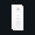 Timeless Vines Wedding Crest Menu Card<br><div class="desc">Elegant botanical adorned vintage monogram wedding crest in navy blue,  menu and thank you card. Features,  modern navy blue typography with menu on front and thank you message on back.</div>