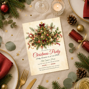 Timeless Vintage Christmas Party Invitation