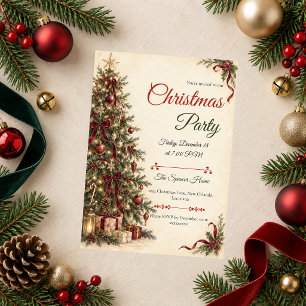 Timeless Vintage Christmas Party Invitation
