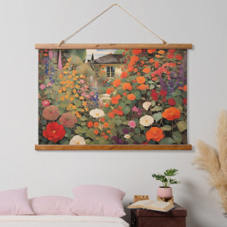Timeless Vintage Cottage Landscape Oil Painting Hanging Tapestry