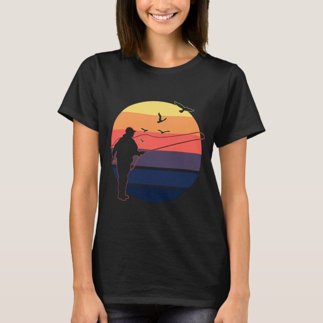Timeless Vintage Fishing Scene Design T-Shirt (Front)