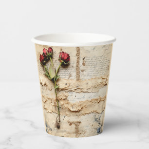 Timeless Vintage Floral Love Letter Paper Cups