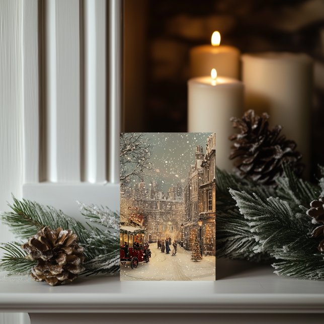 Timeless Vintage London Snowy Christmas Classic Card (Creator Uploaded)