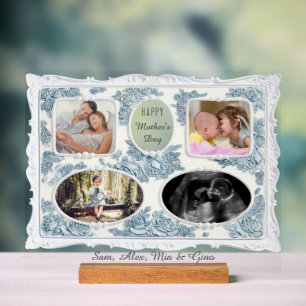 Timeless Vintage Regency 4 Photo Blue Mother's Day Acrylic Sign