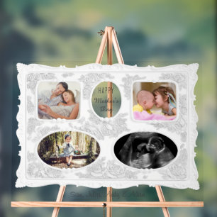 Timeless Vintage Regency 4 Photo White Mothers Day Acrylic Sign