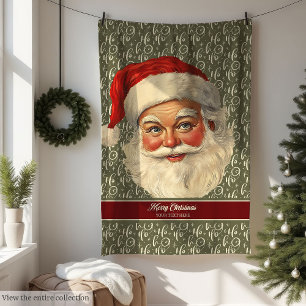 Timeless Vintage Santa Claus Fleece Christmas Gift Blanket