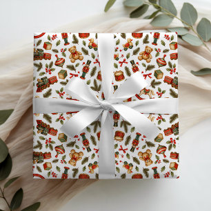 Timeless Vintage Storybook Christmas Nostalgia Wrapping Paper