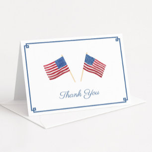 Timeless Watercolor American Flag Personalised Thank You Card