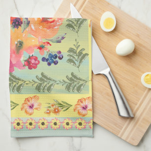 Timeless watercolor floral Decorative bloom Tea Towel